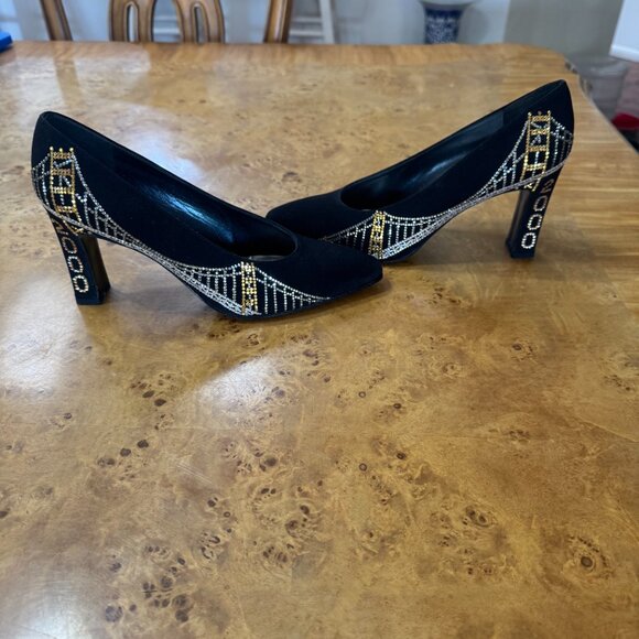 NEW Stuart Weitzman Unique Black Crystal Y2K Pumps sz 8 - Picture 4 of 7